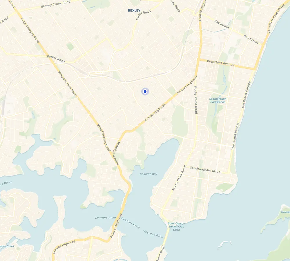 Map of the Carlton service area and the surrounding St George, showing Carlton and the nearby streets we cover.