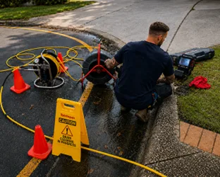 Plumber checking a blocked drain on a Carlton job